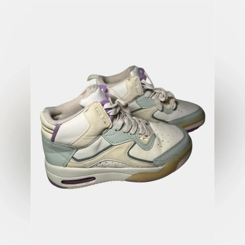 ZARA Kids High Top Sneakers White Purple Light Green Air Bubble Size 35, 3.5-4